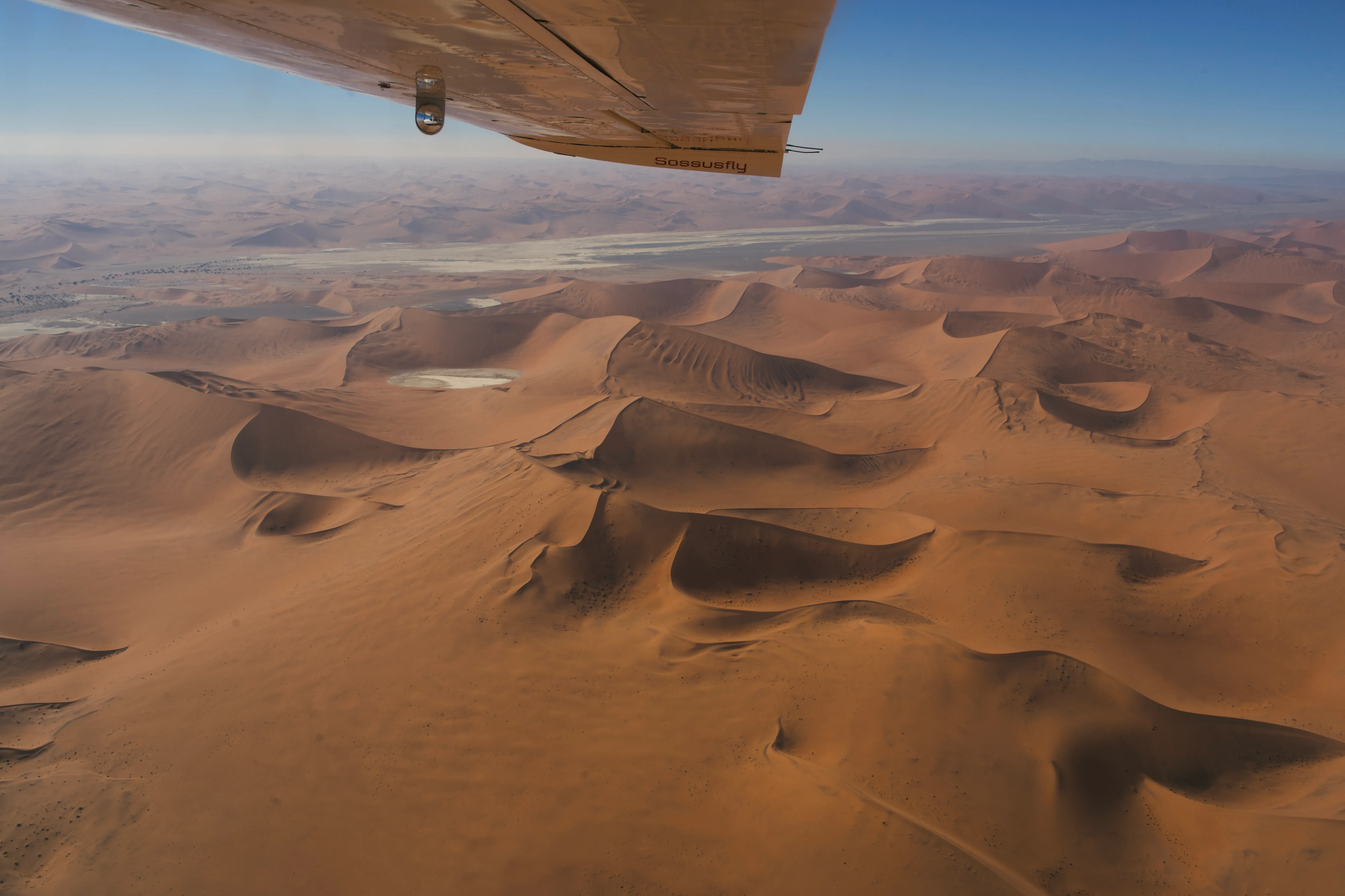 Ariel tour over the dunes from a small plane
